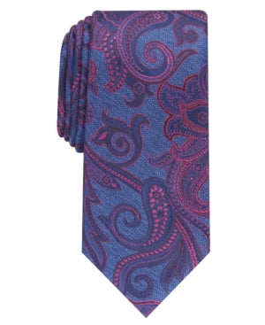 Perry Ellis Mens Regular fit Tie Necktie One Size Red Blue Carver Paisley
