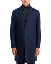 Hugo Boss Milogan Extra Slim Fit Topcoat / Zip-Out Bib 46 R Navy Blue Overcoat
