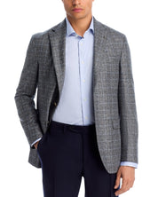 Jack Victor Midland Brushed Plaid Regular Fit Sport Coat 44R Grey / Blue