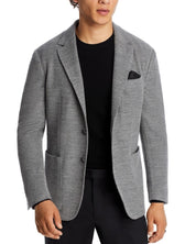 Canali Mens Textured Jersey Knit Sport Coat Blazer 38 R Grey