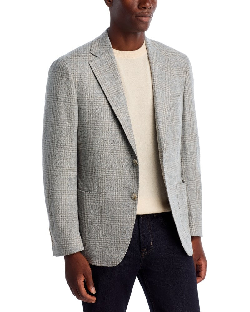 Vince Mens Slim fit Sport Coat Blazer 44 R Light Grey Plaid Stretch