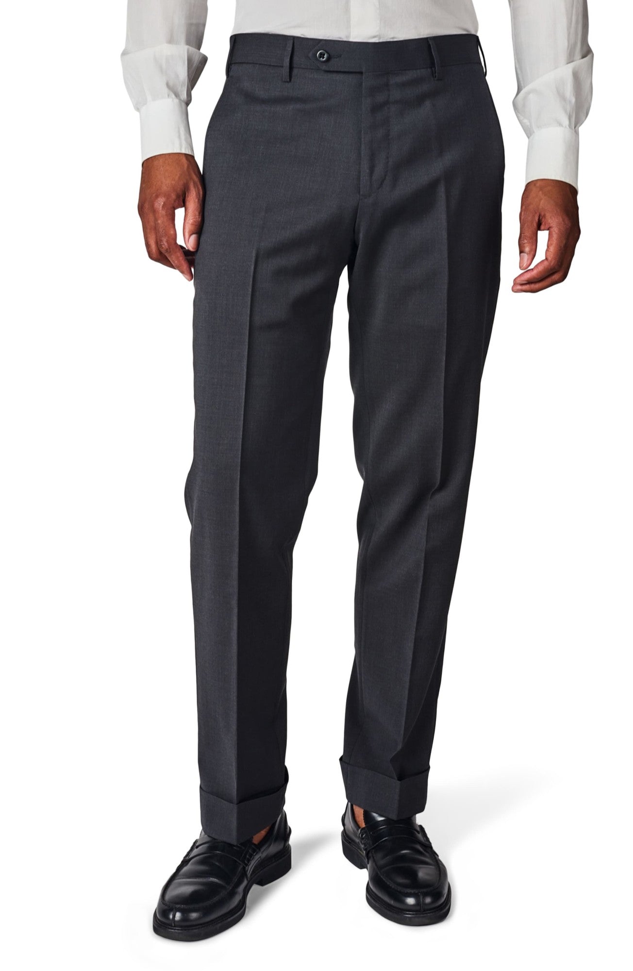 Zanella Parker Mens Flat Front Solid Stretch Wool Pants Charcoal Grey 40