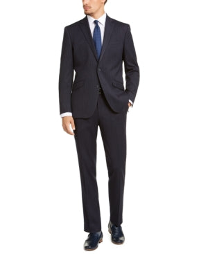 Kenneth Cole Reaction Mens Slim fit 2 Piece Suit 38 S / 31 Waist Blue Striped