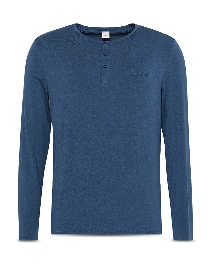 Calvin Klein Mens Henley Sleep Shirt Dark Denim XL