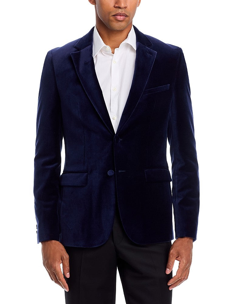 Hugo Boss Mens Slim fit Sport Coat Blazer 44 R Navy Blue Solid Stretch