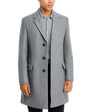 Hugo Boss Mens Slim-Fit Wool-Cashmere Overcoat Coat 44 R Light Grey