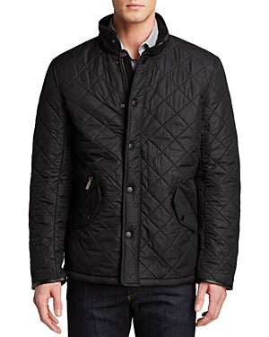 Barbour Mens Powell Regular fit Quilted Coat Large Black Solid