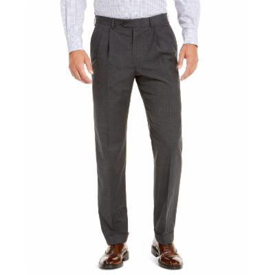 Lauren Ralph Lauren Men's Classic Fit Double Pleated Dress Pants Grey 42 x 30