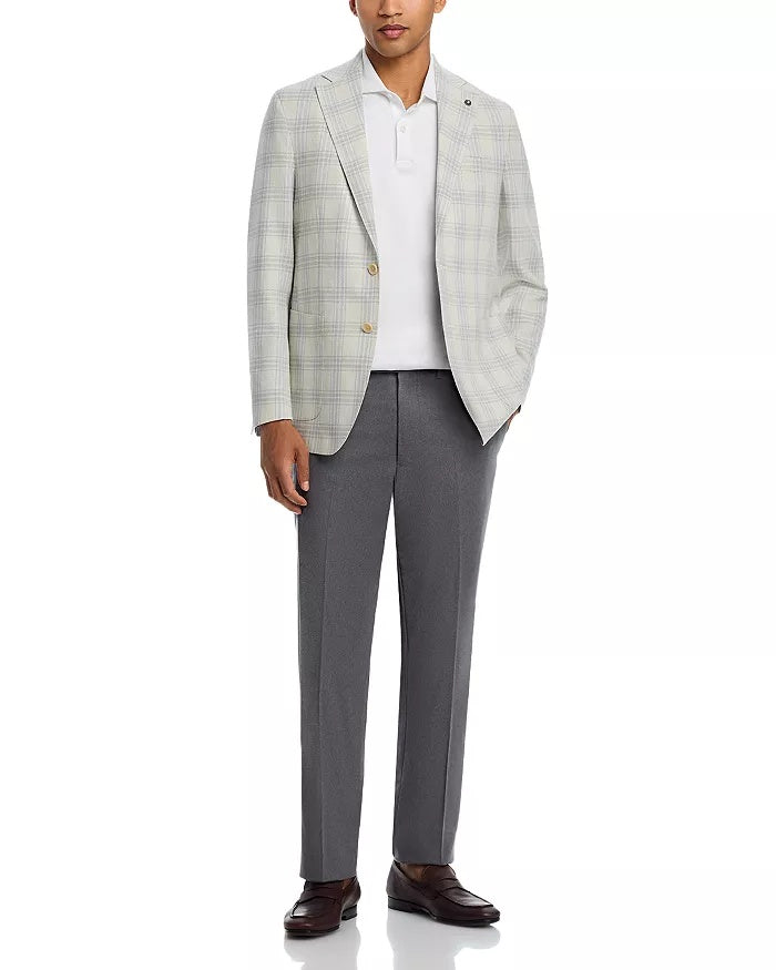 Jack Victor Hampton Plaid Jersey Jacket Sport Coat 40 R Light Grey / Blue