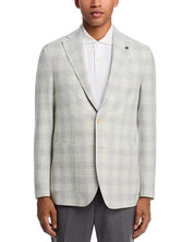 Jack Victor Hampton Plaid Jersey Jacket Sport Coat 40 R Light Grey / Blue