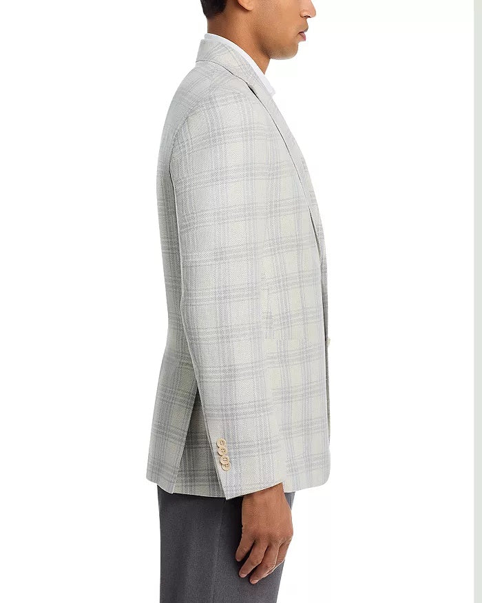 Jack Victor Hampton Plaid Jersey Jacket Sport Coat 40 R Light Grey / Blue