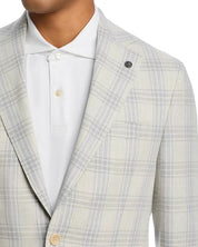 Jack Victor Hampton Plaid Jersey Jacket Sport Coat 40 R Light Grey / Blue