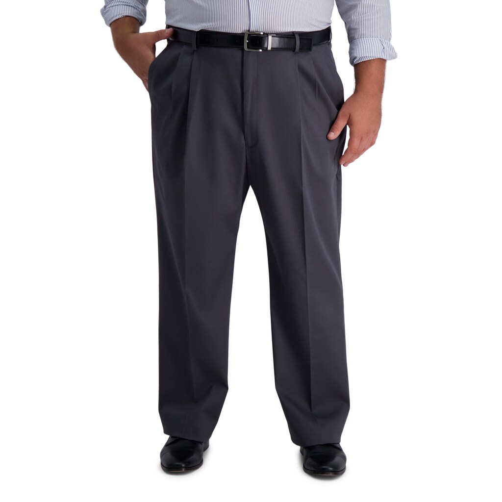 Haggar Mens Classic fit Dress Pants 44 / 34 Charcoal Grey Solid Stretch