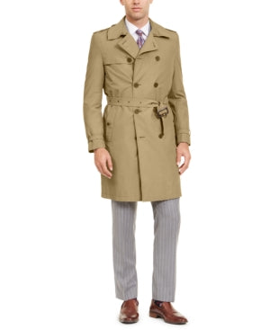 Calvin Klein Men's Slim-Fit Double Breasted Military Raincoat BEIGE 38S Coat