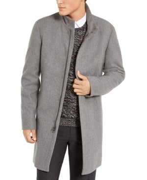 Calvin Klein Mens Slim fit Overcoat Coat 44 R Grey Solid