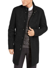 Calvin Klein Mens Slim-Fit Mayden Wool Overcoat Coat 36S Black