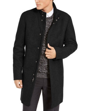 Calvin Klein Mens Slim-Fit Mayden Wool Overcoat Coat 36S Black