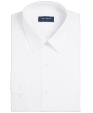 Club Room Men's Classic Fit Solid Button Down Dress Shirt White 17.5 36 37
