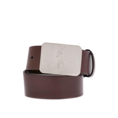 Polo Ralph Lauren Pony Plaque Leather Belt Brown 36