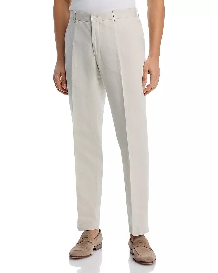 Vince Linen & Cotton Twill Drawstring Dress Pants 32 Elasticated Waistband Tan