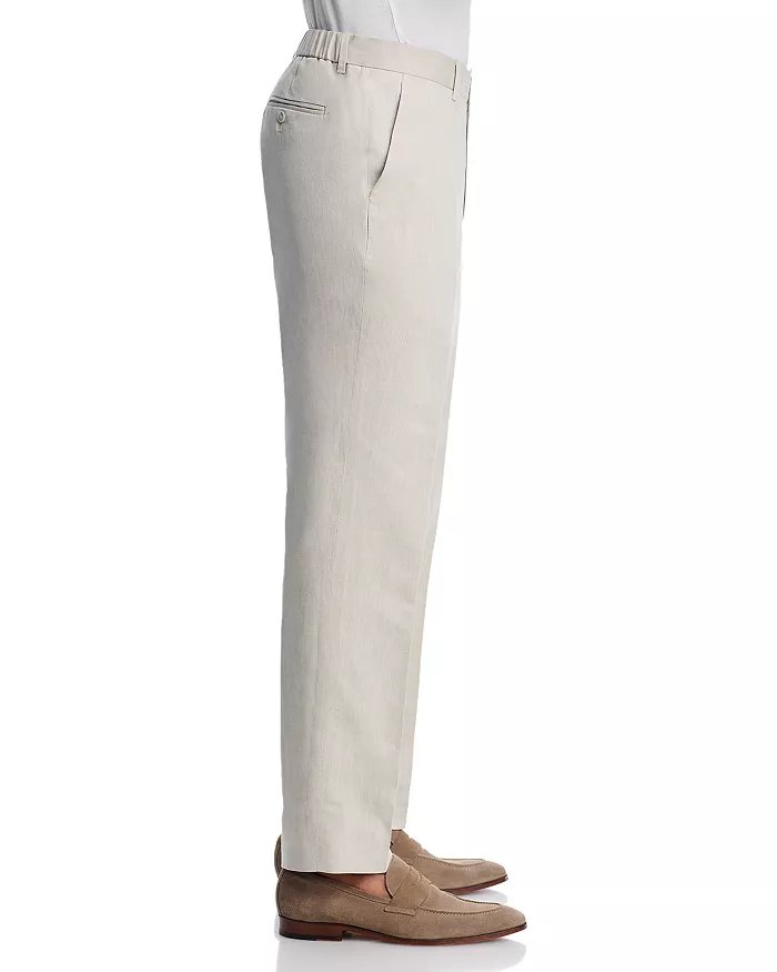 Vince Linen & Cotton Twill Drawstring Dress Pants 32 Elasticated Waistband Tan