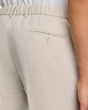 Vince Linen & Cotton Twill Drawstring Dress Pants 32 Elasticated Waistband Tan