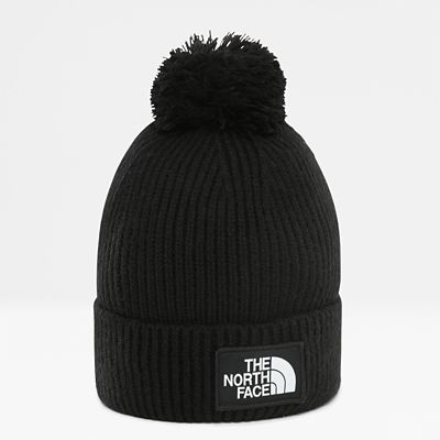 The North Face TNF Logo Box Pom Beanie Hat Black ONE SIZE