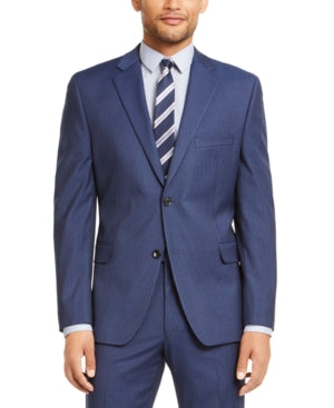 Alfani Men's Slim Fit Performance Suit Jacket Blue Striped 46R