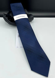 Calvin Klein Mens Kali Plaid Neck Tie Navy