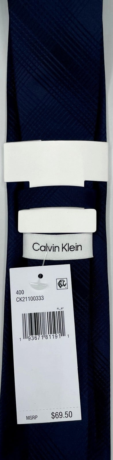 Calvin Klein Mens Kali Plaid Neck Tie Navy