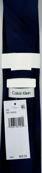 Calvin Klein Mens Kali Plaid Neck Tie Navy