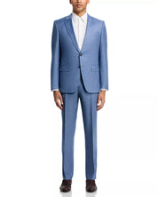 Hugo Boss Mens Slim fit Wool 2 Piece Suit 42 S Pants 36 Sharkskin Blue Solid