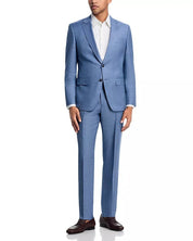 Hugo Boss Mens Slim fit Wool 2 Piece Suit 42 S Pants 36 Sharkskin Blue Solid