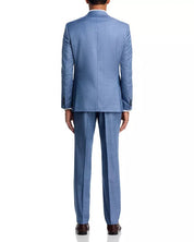 Hugo Boss Mens Slim fit Wool 2 Piece Suit 42 S Pants 36 Sharkskin Blue Solid