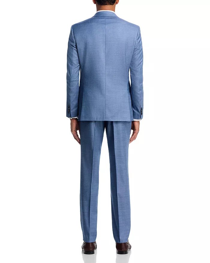 Hugo Boss Mens Slim fit Wool 2 Piece Suit 42 S Pants 36 Sharkskin Blue Solid