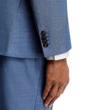Hugo Boss Mens Slim fit Wool 2 Piece Suit 42 S Pants 36 Sharkskin Blue Solid