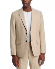 Theory Mens Slim fit Chambers Wool Linen Suit Jacket Blazer 38 S Tan Beige Solid