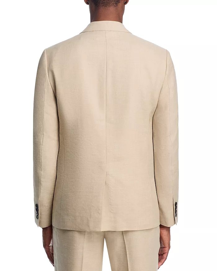 Theory Mens Slim fit Chambers Wool Linen Suit Jacket Blazer 38 S Tan Beige Solid