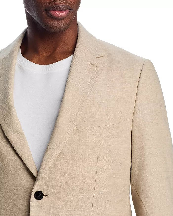 Theory Mens Slim fit Chambers Wool Linen Suit Jacket Blazer 38 S Tan Beige Solid