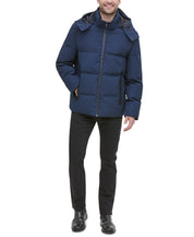 COLE HAAN Mens Kenny Puffer Parka Jacket Coat Navy Blue Large