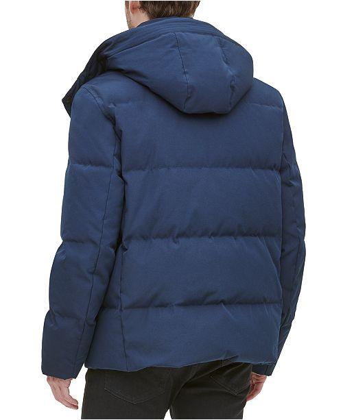 COLE HAAN Men's Kenny Puffer Parka Jacket Coat Navy Blue Large
