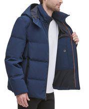 COLE HAAN Mens Kenny Puffer Parka Jacket Coat Navy Blue Large
