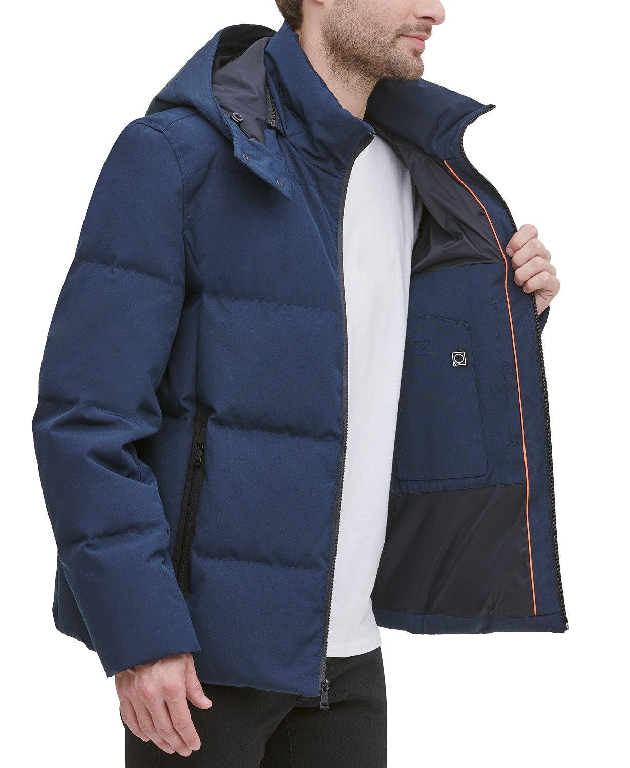 COLE HAAN Men's Kenny Puffer Parka Jacket Coat Navy Blue Large