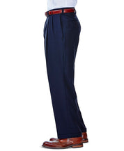 Haggar Men's Classic Fit Pleated Expandable Suit Dress Pants Blue 34 x 32