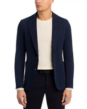 HUGO BOSS Hanry Slim Fit Jersey Sport Coat Removable Hood Size 44 R Navy Blue