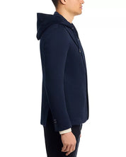 HUGO BOSS Hanry Slim Fit Jersey Sport Coat Removable Hood Size 44 R Navy Blue