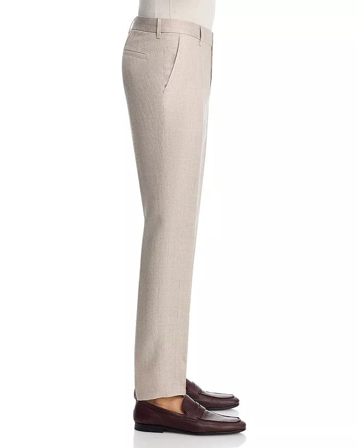 Hugo Boss Men Slim fit  Linen Dress Pants 36 / 32 Tan Beige Solid