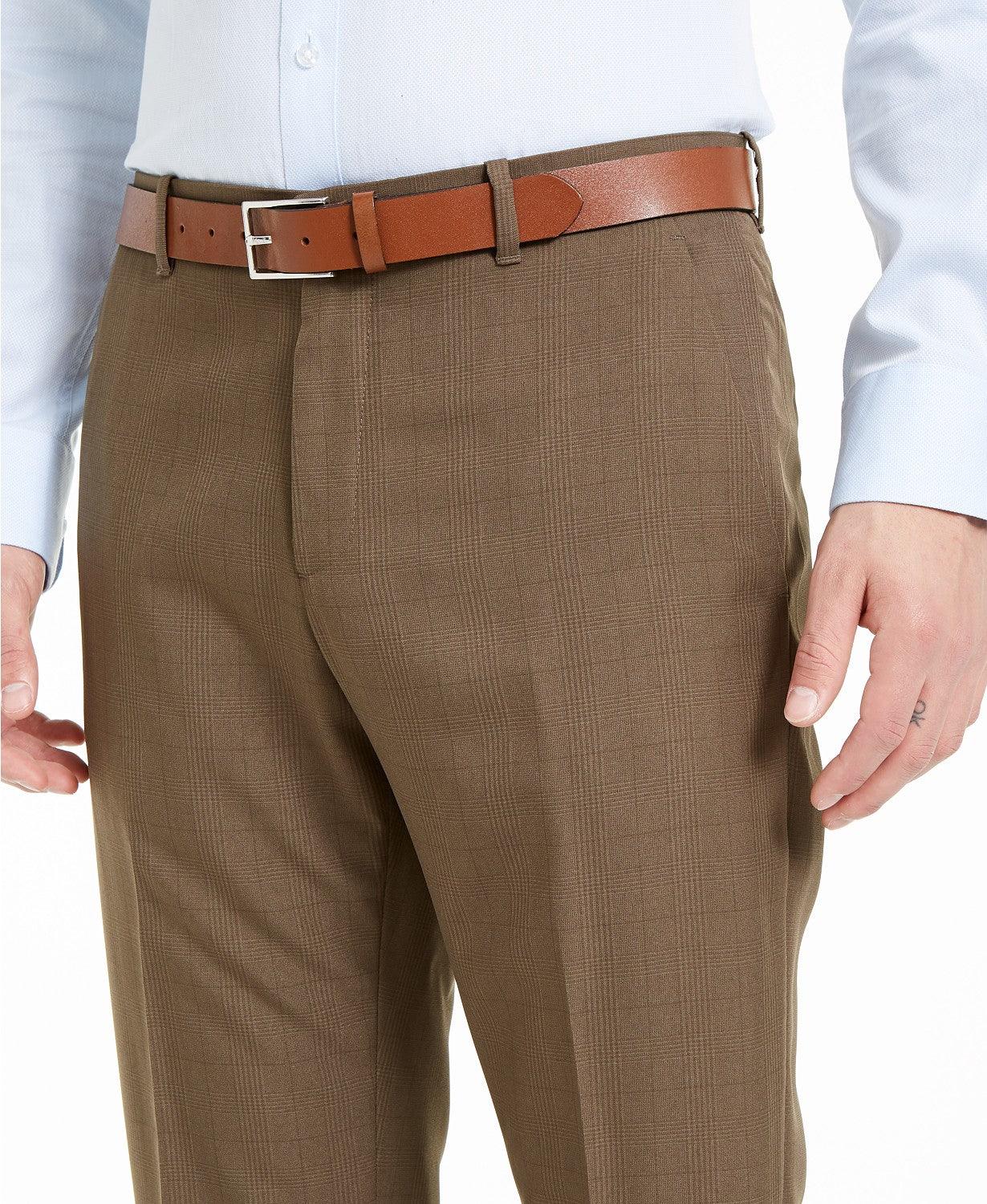 Perry Ellis Portfolio Modern-Fit Performance Plaid Dress Pants 30 x 30 Brown