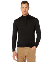 Canali Mens Quarter Zip Wool Sweater EU 50 US 40 Black