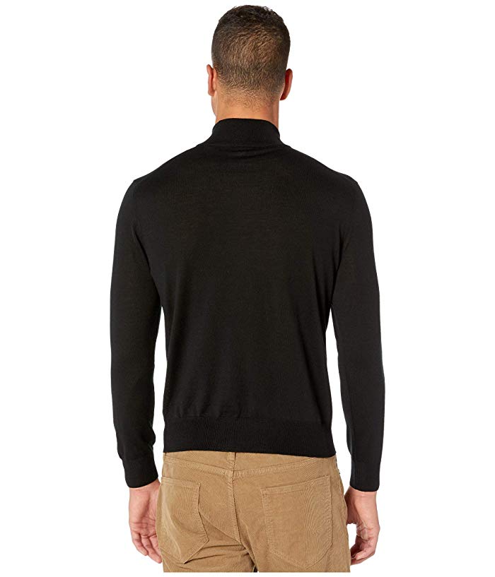 Canali Mens Quarter Zip Wool Sweater EU 50 US 40 Black